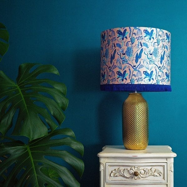 Blue Wild Cat Silk Lampshade