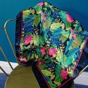 Green Tropical Plant Real Silk Scarf