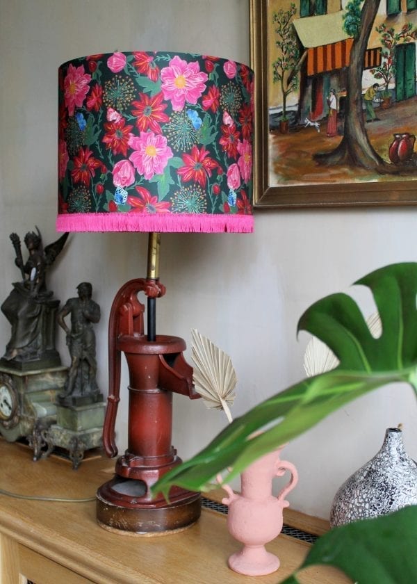 Pink Dahlias Silk Lampshade