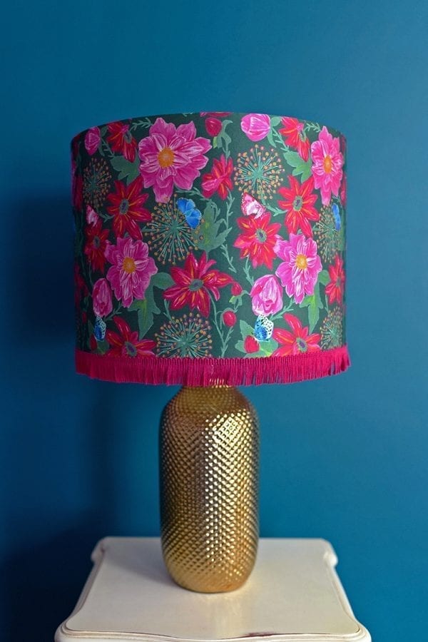 Pink Dahlias Silk Lampshade