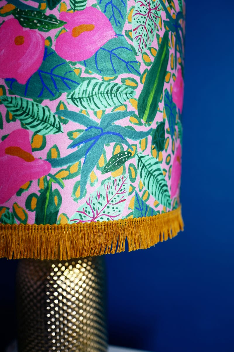 Pink Tropical Plant Silk Lampshade