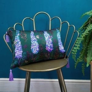 Lilac Delphinium Silk Cushion
