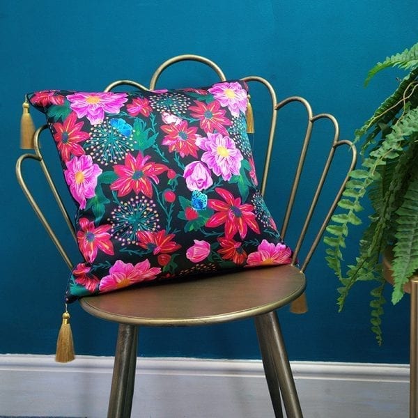 Pink Dahlias Silk Cushion
