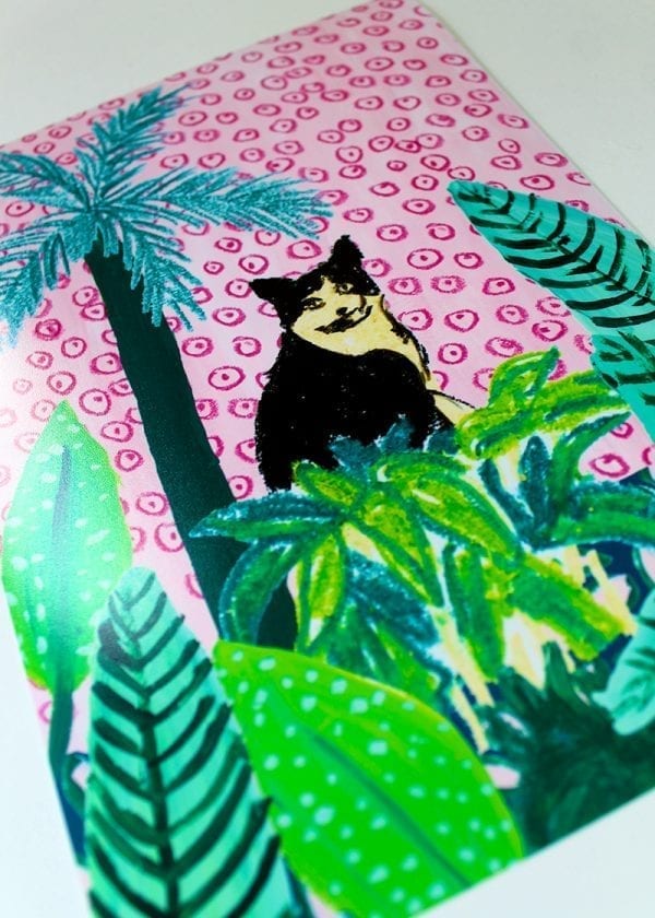 Cat Amongst Plants Art Giclée Print
