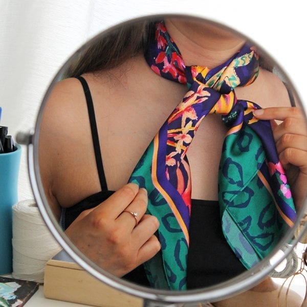 Navy Tropical Fusion Silk Scarf