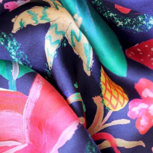 Navy Tropical Fusion Silk Scarf