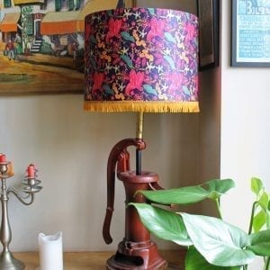 Navy Tropical Fusion Silk Lampshade