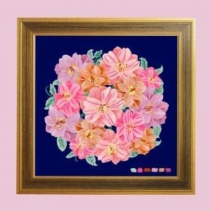 Navy Camellia Bouquet Giclée Print