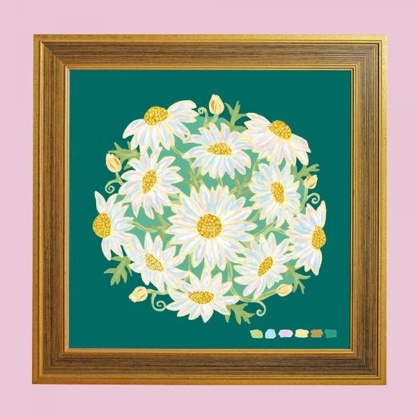 Green Daisy Bouquet Giclée Print